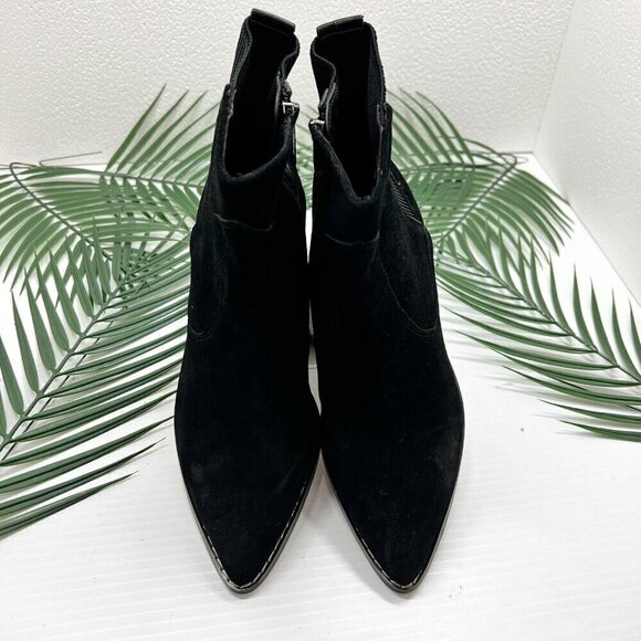 Donald Pliner Women Suede Gazzi Western Cowboy Black Bootie Size 6M - Picture 3 of 10